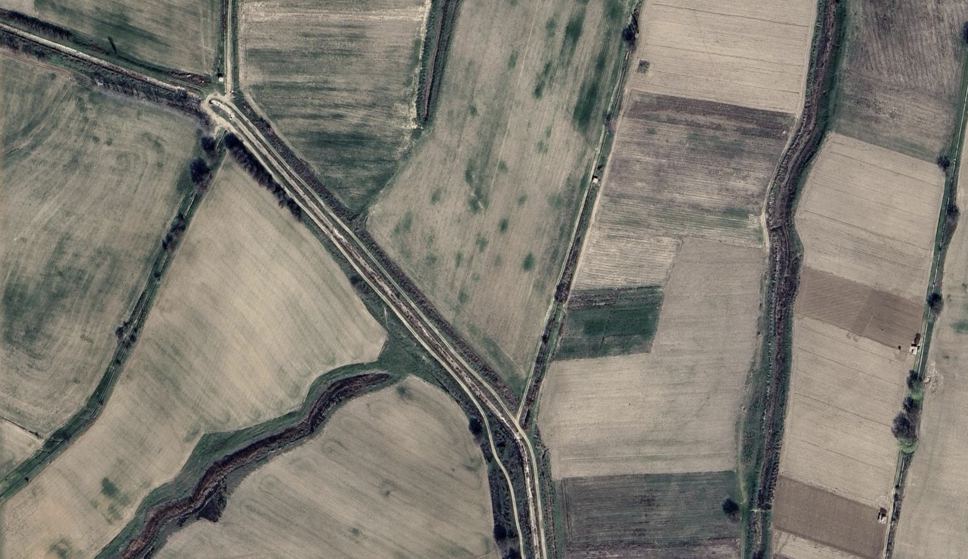 Satellite view of agricultural fields